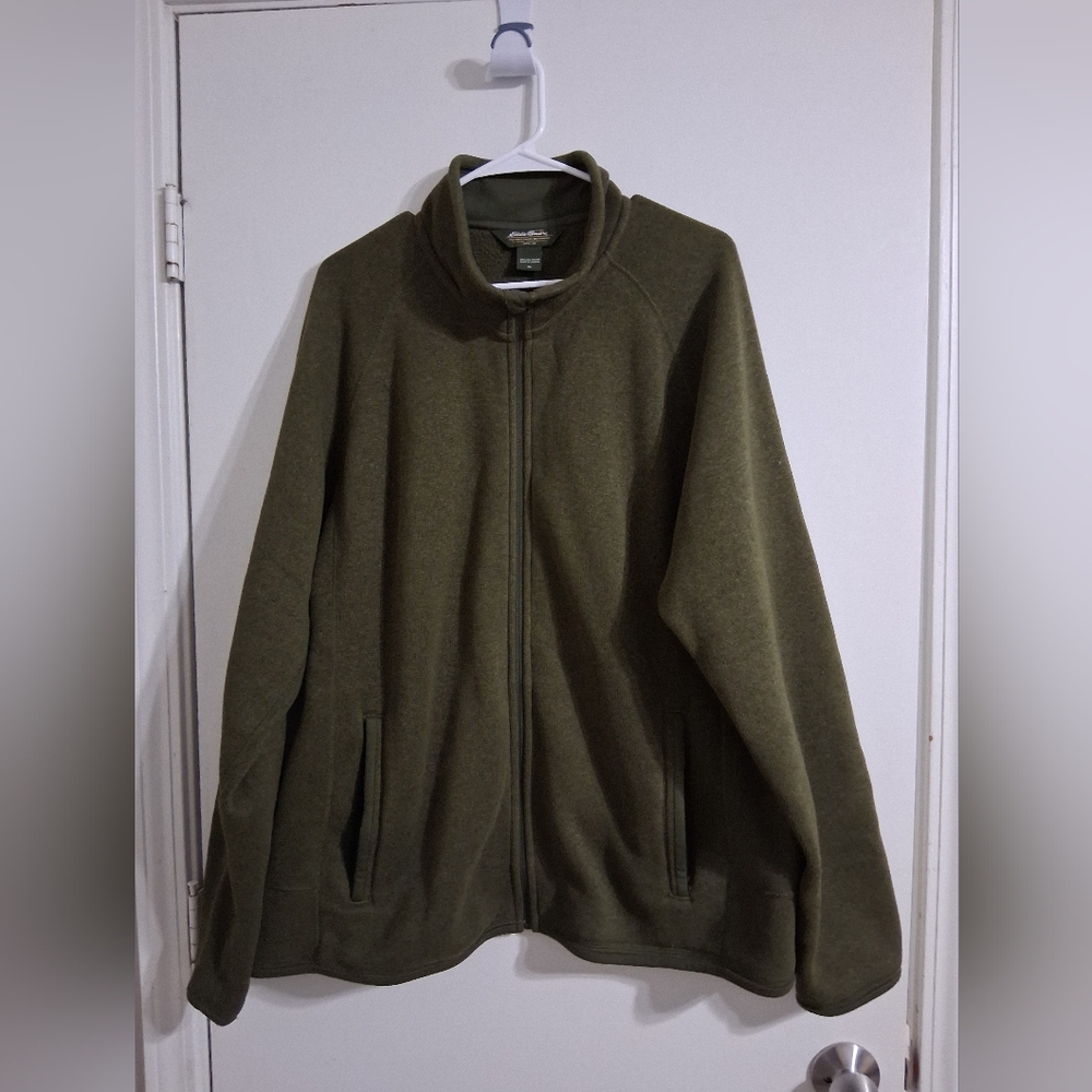Eddie Bauer Men's XL Olive Green Full-Zip Fleece Jacket